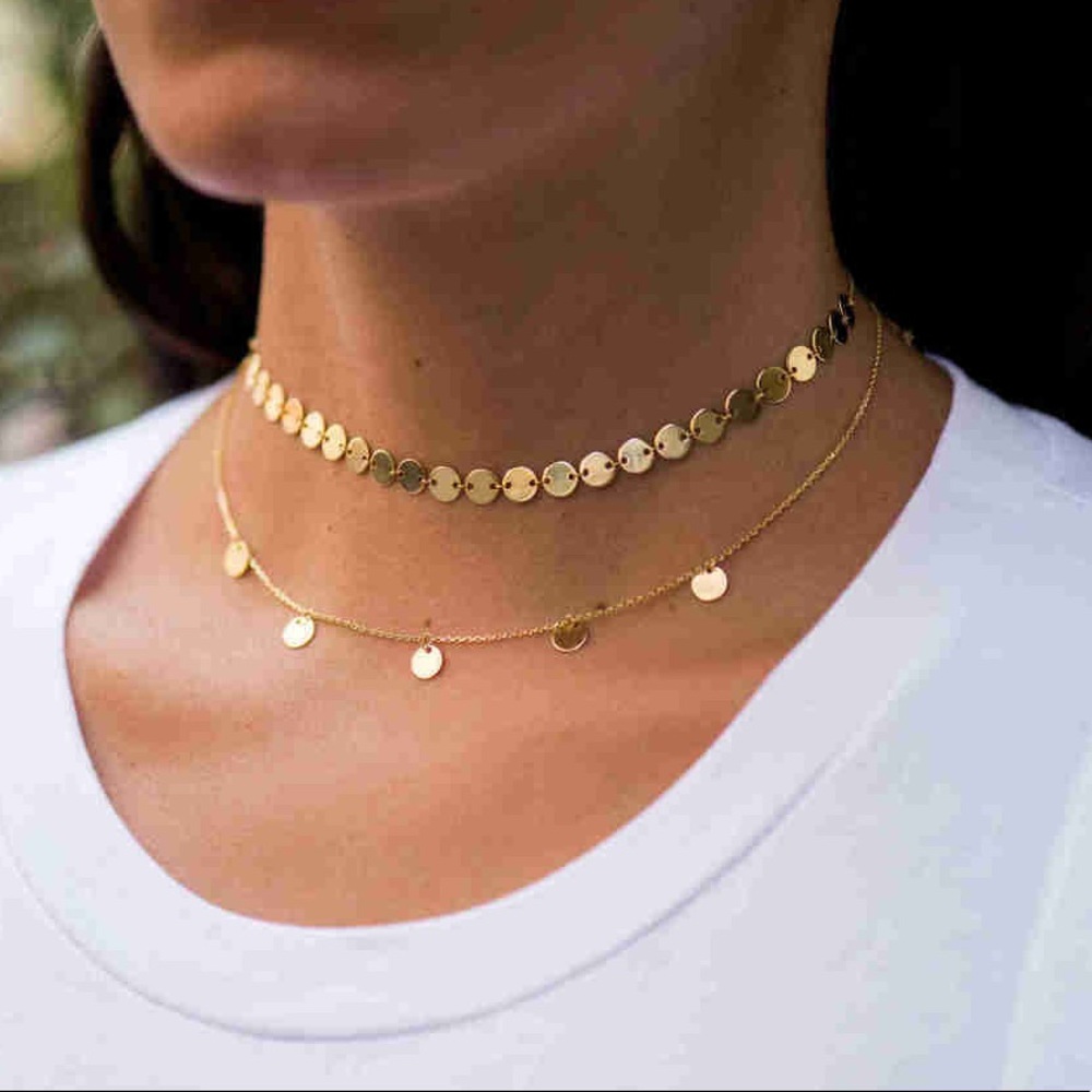 Gold Filled Disk Chain Necklace